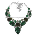 Malaquita E Multi Gemstone 925 Sterling Silver Necklace Jewelry